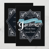 IK DOE BARBECUE BBQ Elegant Zwart & Wit Verloving Kaart (Voorkant / Achterkant)