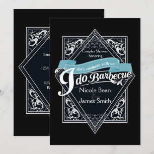 IK DOE BARBECUE BBQ Elegant Zwart & Wit Verloving Kaart