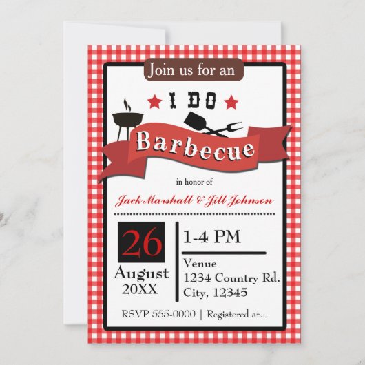 Ik doe Barbecue BBQ koppels bruiloft uitnodiging (Voorkant)