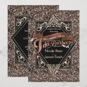 IK DOE BARBECUE BBQ Nep Roos Glitter Trouw Kaart (Voorkant / Achterkant)