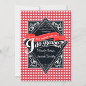 IK DOE BARBECUE BBQ Rood Wit Geruit Verloving Kaart (Voorkant)