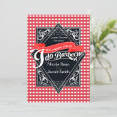 IK DOE BARBECUE BBQ Rood Wit Geruit Verloving Kaart (Staand voorkant)