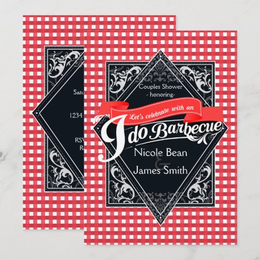 IK DOE BARBECUE BBQ Rood Wit Geruit Verloving Kaart (Voorkant / Achterkant)