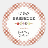 Ik Doe Barbecue Bruiloft Borrel Ronde Sticker (Voorkant)