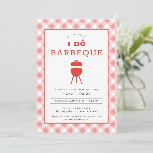 Ik Doe Barbecue Koppels Bruidsfeest Uitnodiging BB (Staand voorkant)