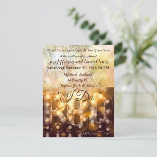 IK DOE BARBECUE WEDDING INVITATION KAART (Staand voorkant)