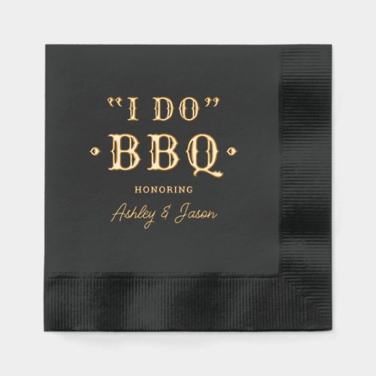 Ik doe BBQ aangepaste bruiloft monogram Folie Servetten (Voorkant)