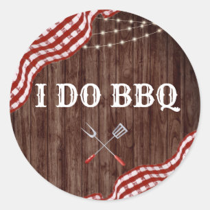 IK DOE BBQ Achtertuin Trouwfeest Bruiloft Cadeautj Ronde Sticker