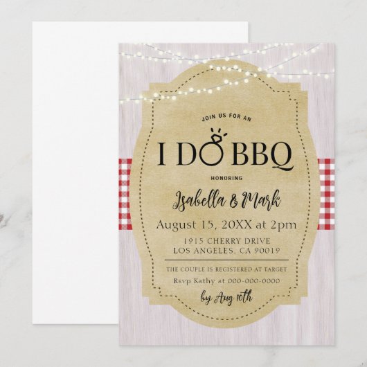 Ik doe BBQ Barbecue Bruids Douche Uitnodiging (Voorkant / Achterkant)