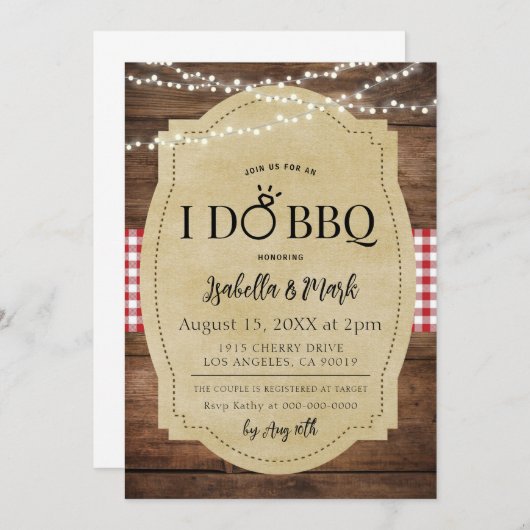 Ik doe BBQ Barbecue Bruids Douche Uitnodiging (Voorkant / Achterkant)