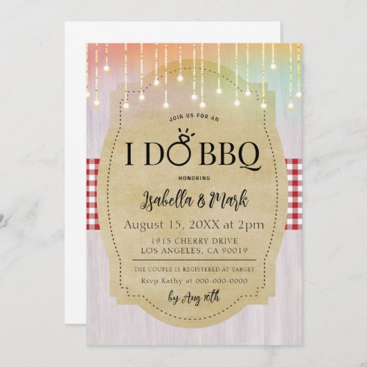 Ik doe BBQ Barbecue Bruids Douche Uitnodiging (Voorkant / Achterkant)