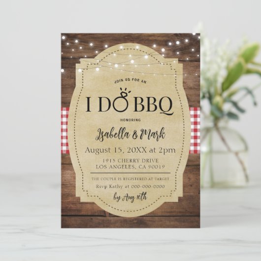 Ik doe BBQ Barbecue Bruids Douche Uitnodiging (Staand voorkant)