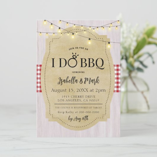 Ik doe BBQ Barbecue Bruids Douche Uitnodiging (Staand voorkant)