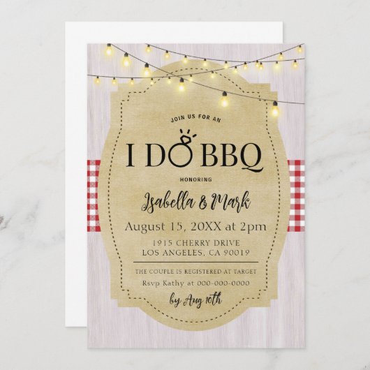 Ik doe BBQ Barbecue Bruids Douche Uitnodiging (Voorkant / Achterkant)