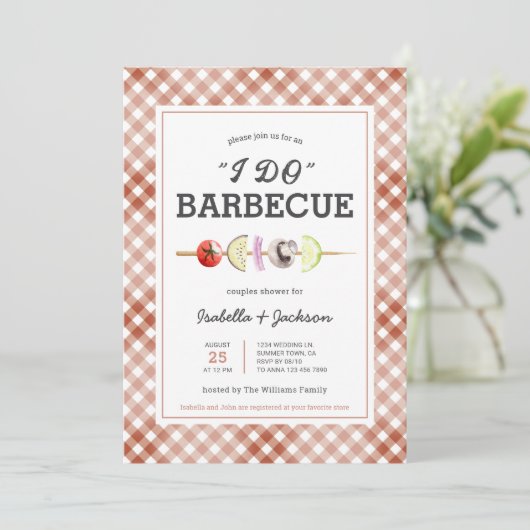 Ik doe BBQ Barbecue bruiloft douche uitnodiging (Staand voorkant)