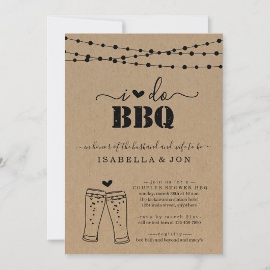 Ik doe BBQ Beer Couples Wedding Shower Verloving Kaart (Voorkant)