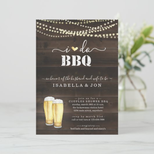 Ik doe BBQ Beer Couples Wedding Shower Verloving Kaart (Staand voorkant)