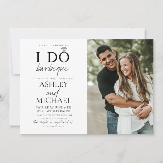 Ik doe BBQ Black White 2 Photo Simple Script Showe Kaart (Voorkant)