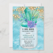 Ik doe BBQ Blauwgroen Lichten Mason Jar Engagement Kaart (Voorkant)