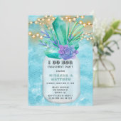 Ik doe BBQ Blauwgroen Lichten Mason Jar Engagement Kaart (Staand voorkant)
