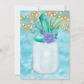 Ik doe BBQ Blauwgroen Lichten Mason Jar Engagement Kaart (Achterkant)