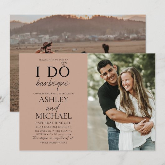 Ik doe BBQ Blush Brown 2 foto eenvoudige script do Kaart (Voorkant / Achterkant)