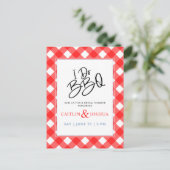 Ik doe BBQ Bruidsmeisjes Borrel Rood Geruit Feest  Briefkaart (Staand voorkant)