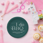 Ik doe BBQ Bruiloftsfeest Groen Papieren Bordje (Feest)