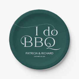 Ik doe BBQ Bruiloftsfeest Groen Papieren Bordje