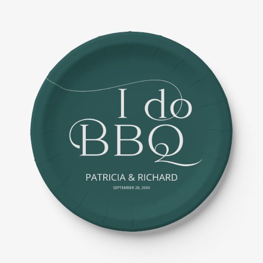 Ik doe BBQ Bruiloftsfeest Groen Papieren Bordje (Voorkant)