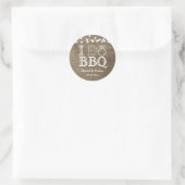 IK DOE BBQ Burlap Bruiloft Verloving Barbecue Ronde Sticker (Tas)