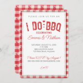 Ik DOE BBQ casual huwelijksdouche rode gingham har Kaart (Voorkant / Achterkant)