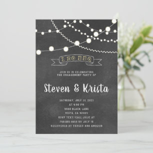 Ik doe BBQ Chalkboard Theme Nighttime String Light Kaart