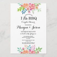 Ik doe BBQ Couple's Shower Elegant Floral Invites