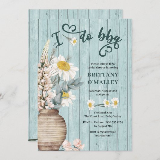 Ik doe BBQ Daisy en Kusthout Vrijgezellenfeest Kaart (Voorkant / Achterkant)