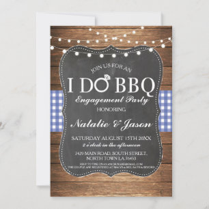 Ik DOE BBQ Engagement Party Blauwe Douche Uitnodig Kaart