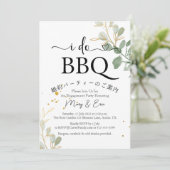 Ik doe BBQ Engagement Party Eucalypts Gold Simple Kaart (Staand voorkant)