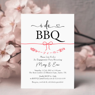 Ik doe BBQ Engagement Party Minimal Red Bow Japans Kaart