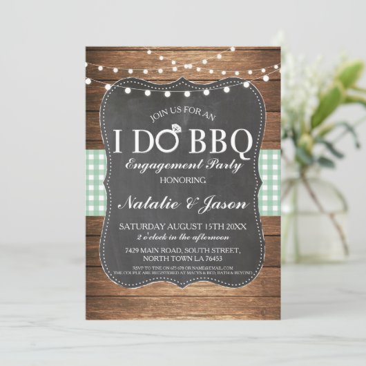 Ik DOE BBQ Engagement Party Mint Douche Uitnodigen Kaart (Staand voorkant)