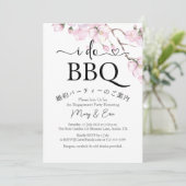Ik doe BBQ Engagement Party Pink Floral Minimal Kaart (Staand voorkant)