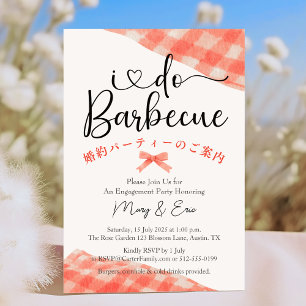 Ik doe BBQ Engagement Party Red Gingham Waterverf Kaart