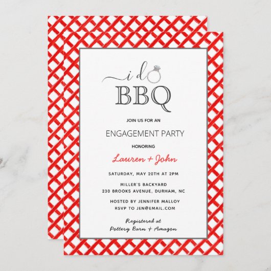 Ik doe BBQ Engagement party uitnodiging (Voorkant / Achterkant)