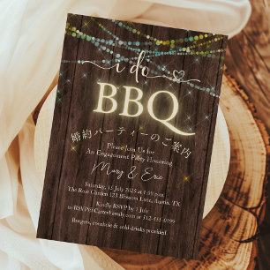 Ik doe BBQ Engagement Party Wood Light Rustiek Cas Kaart