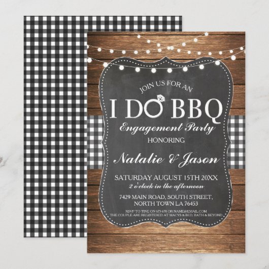 Ik DOE BBQ Engagement Party Zwart Wit Douche Kaart (Voorkant / Achterkant)