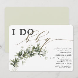 Ik doe BBQ Faded Greenery Engagement Party Kaart