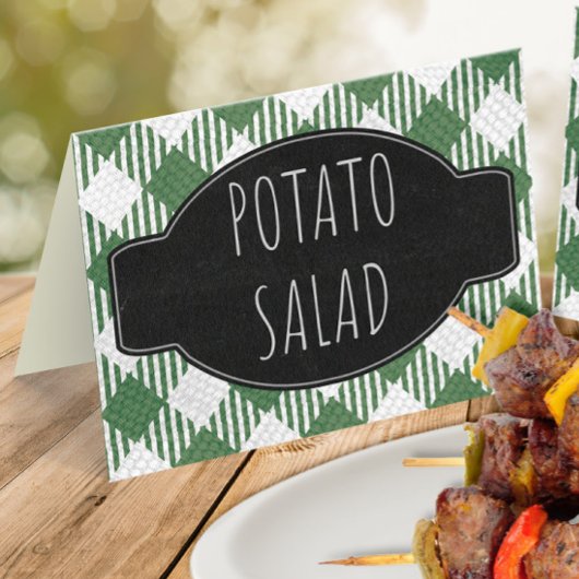 Ik doe BBQ-feestje Vouw / Tentvormig voedsel label Plaatskaartje