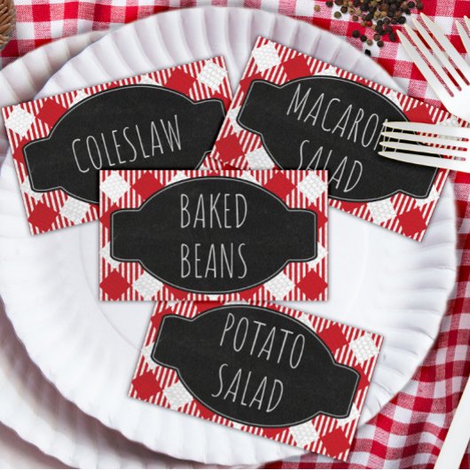 Ik Doe BBQ Feestje Vouw / Tentvormig Voedsetlabel  Plaatskaartje