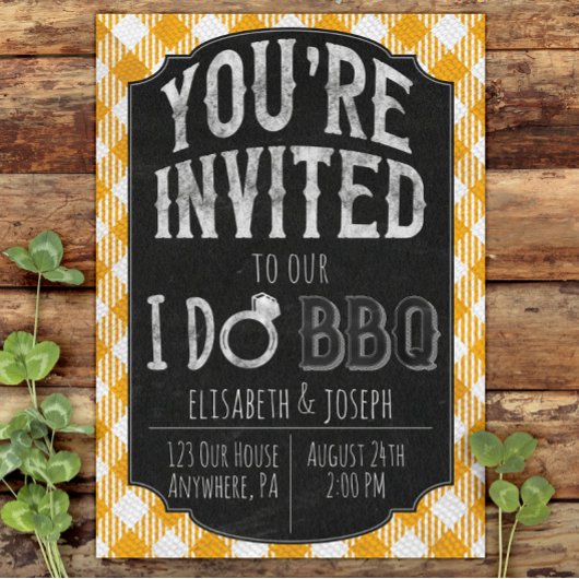 Ik doe BBQ Gele Bruids & Wedding Douche Uitnodigin Save The Date