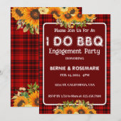 IK DOE BBQ Geruite Zonnebloem Verlovingsfeest Kaart (Voorkant / Achterkant)