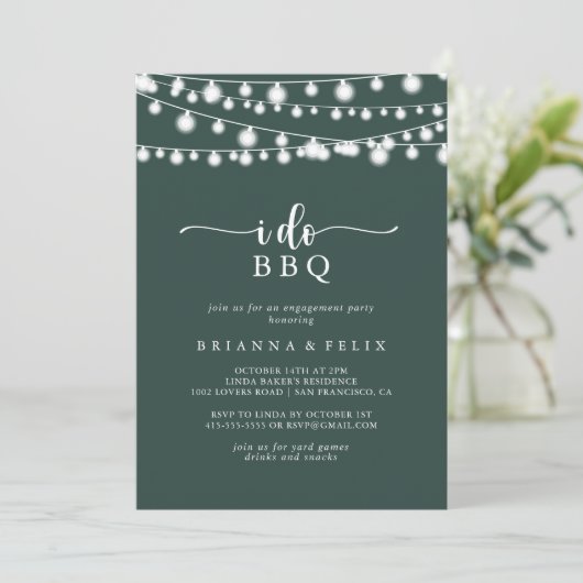 Ik doe BBQ Groene Lichten Verlovingsfeest Kaart (Staand voorkant)